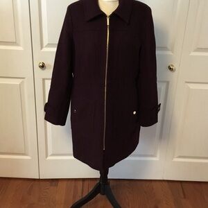 MICHAEL Michael Kors Plum Trench Coat with Gold Accents